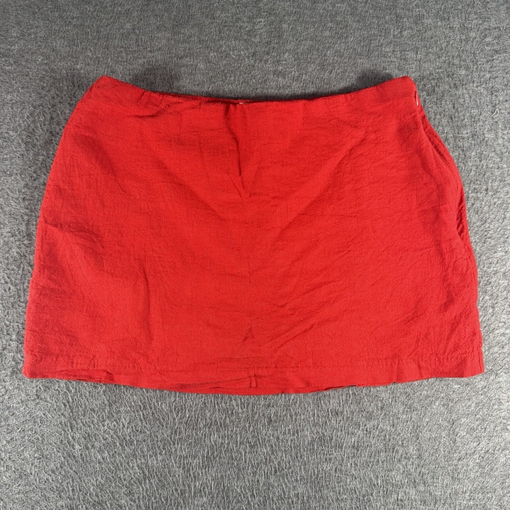 Abercrombie & Fitch Scarlett Mini Skort Red Ultra High Rise Linen Blend Size L